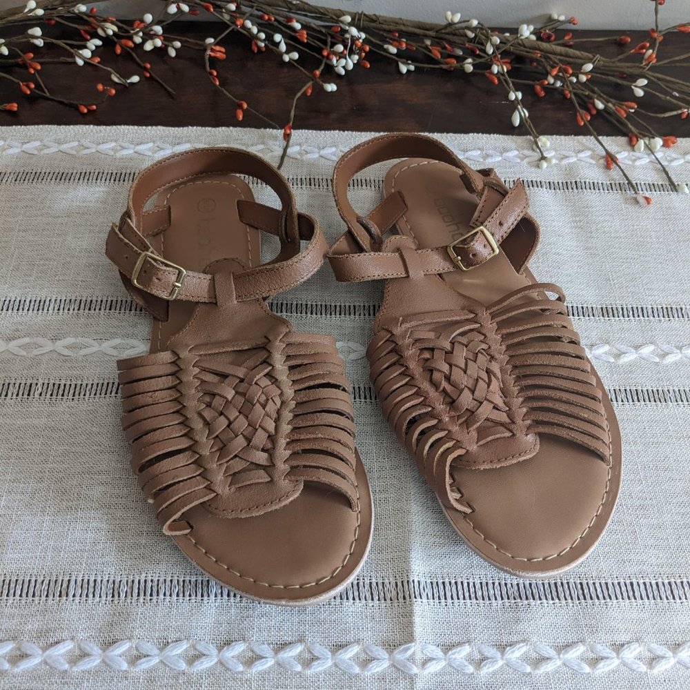 Boohoo Faux Leather Peep Toe Huarache Sandals